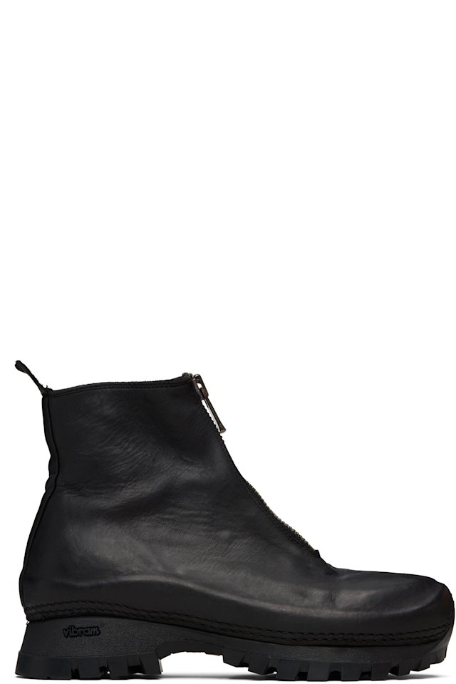 Guidi — Black VS01 Leather Front Zip Ankle Boots