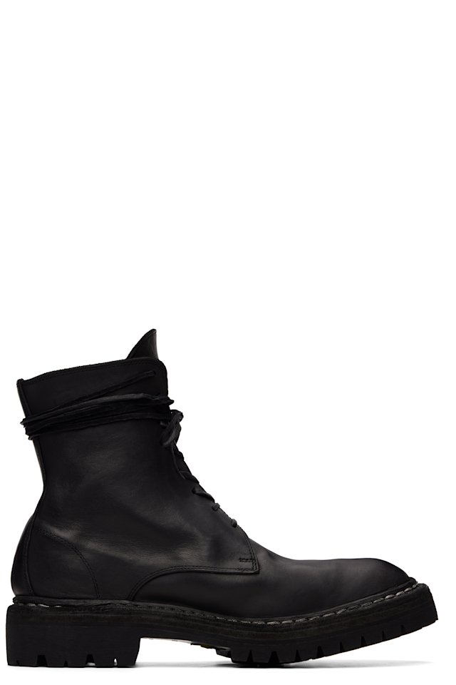 Guidi — Black 795 Leather Laced Up Top-Ankle Boots