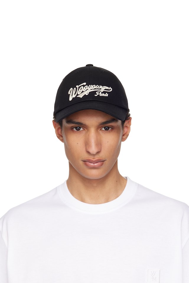 WOOYOUNGMI — Black Embroidered Logo Cap