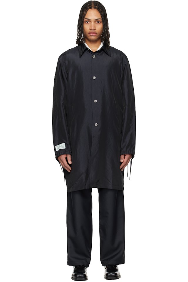 WOOYOUNGMI — Navy Wrinkle Long Coat