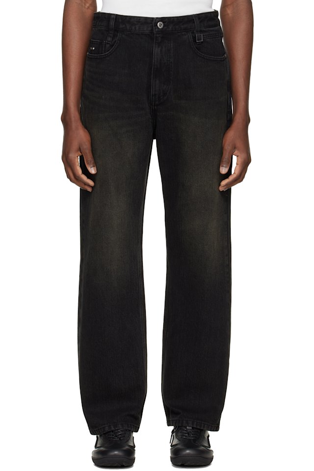 WOOYOUNGMI — Black Tin Wash Straight Jeans