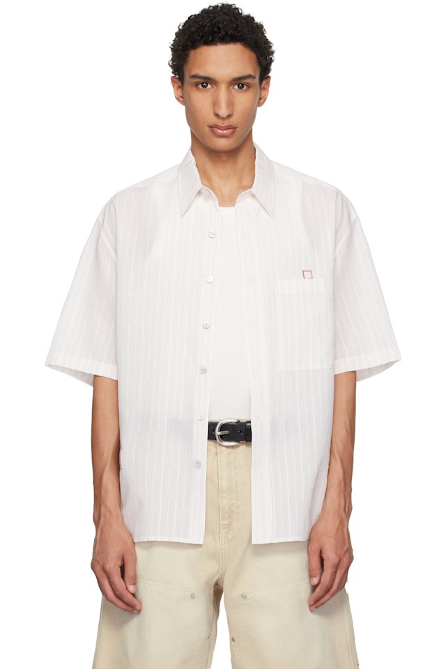 WOOYOUNGMI — White & Pink Striped Shirt