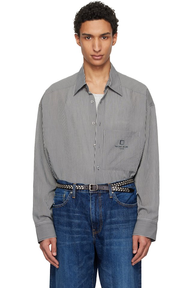 WOOYOUNGMI — Black Stripe Over Size Shirt