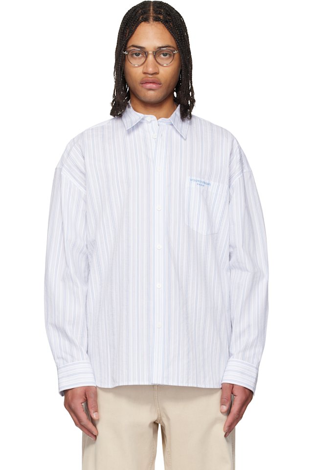 WOOYOUNGMI — Blue Oversized Stripe Shirt