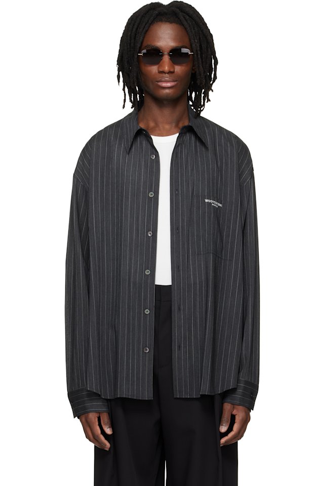WOOYOUNGMI — Gray Stripe Shirt