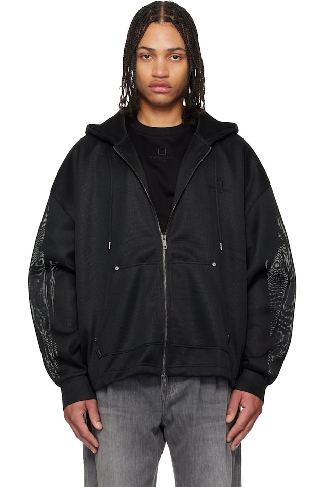 WOOYOUNGMI — Black Mesh Hoodie