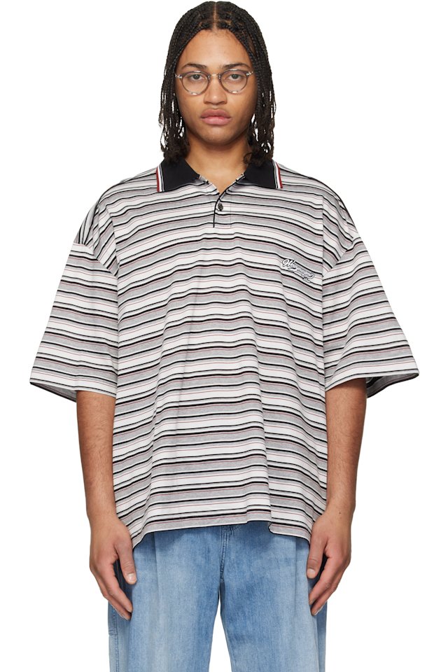 WOOYOUNGMI — Gray & White Striped Polo