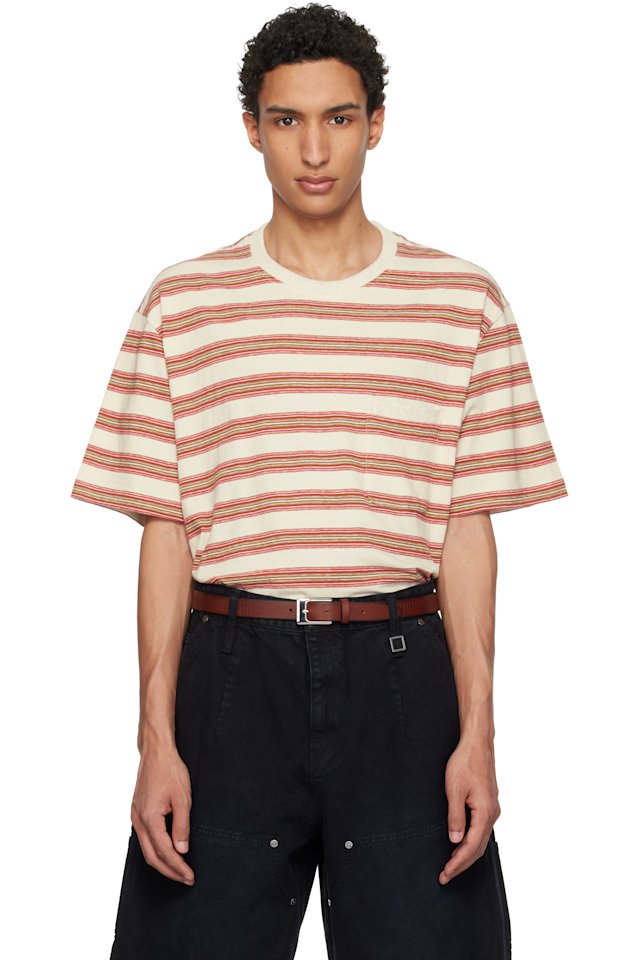 WOOYOUNGMI — Beige & Red Stripe T-shirt
