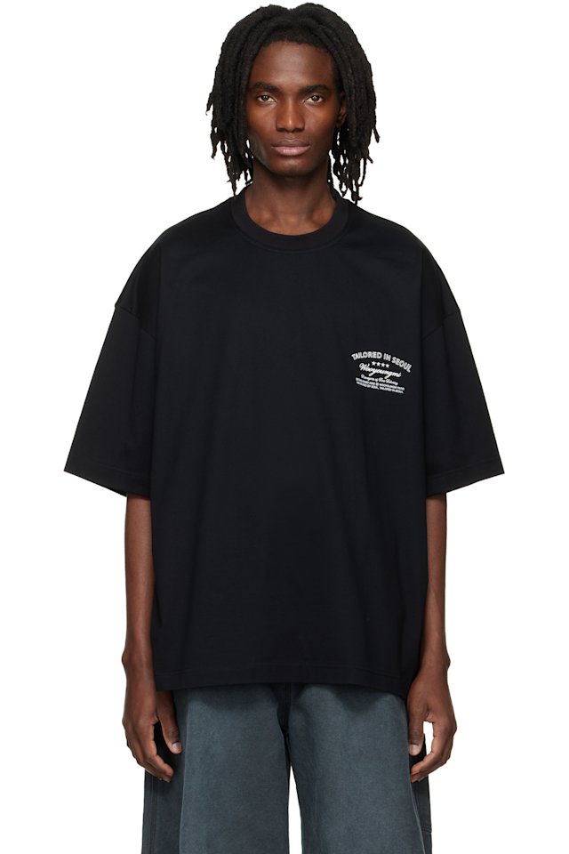 WOOYOUNGMI — Black Lettering Graphic T-shirt