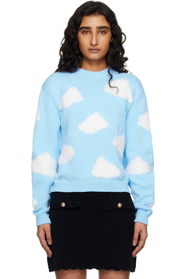 Moschino — Blue Organic Cotton Blend Archive Cloud Sweater