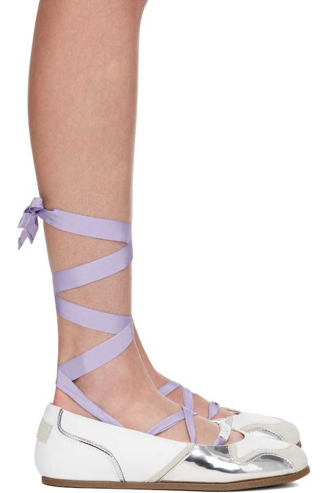 Moschino — White Suede Mirror Effect Ballerina Flats