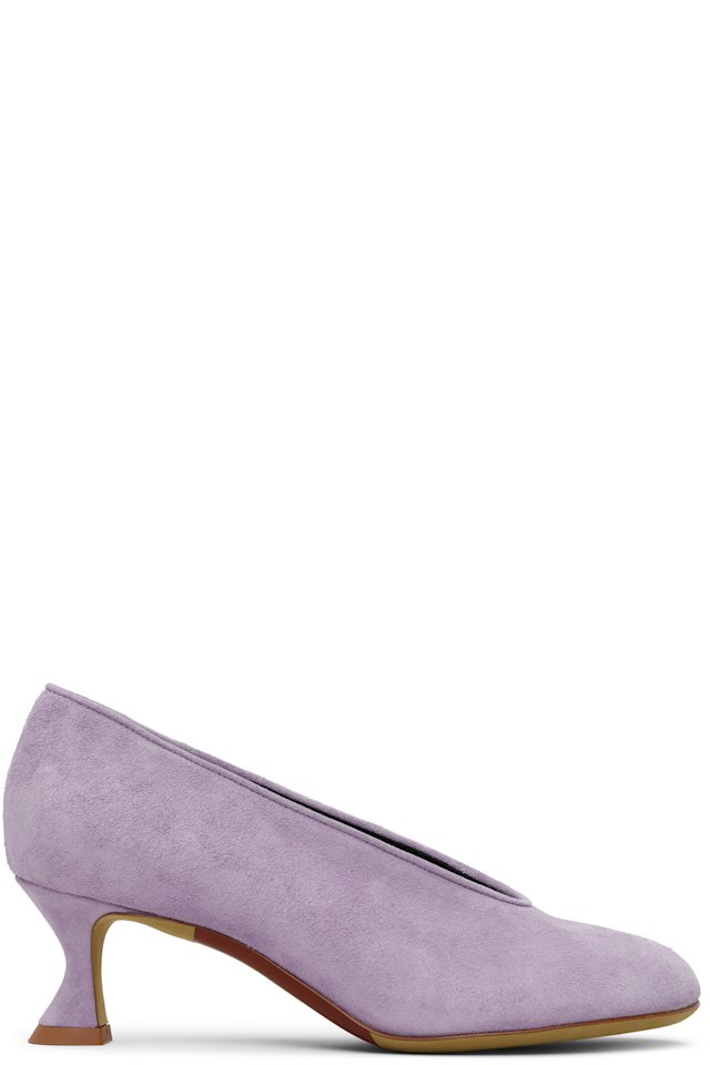 Moschino — Purple Duck Suede Heels