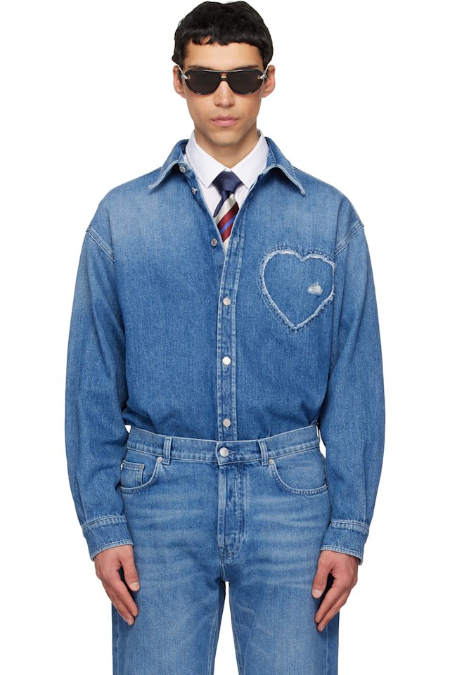 Moschino — Blue Cotton Denim Shirt