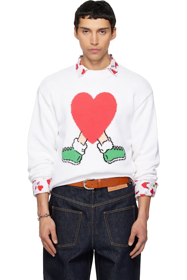 Moschino — White All Over Hearts Sweater