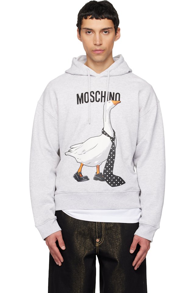 Moschino — Gray Archive Goose Hoodie