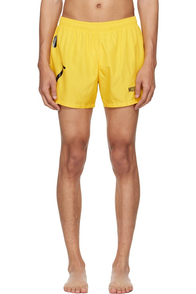 Moschino — Yellow Smiley Swim Shorts