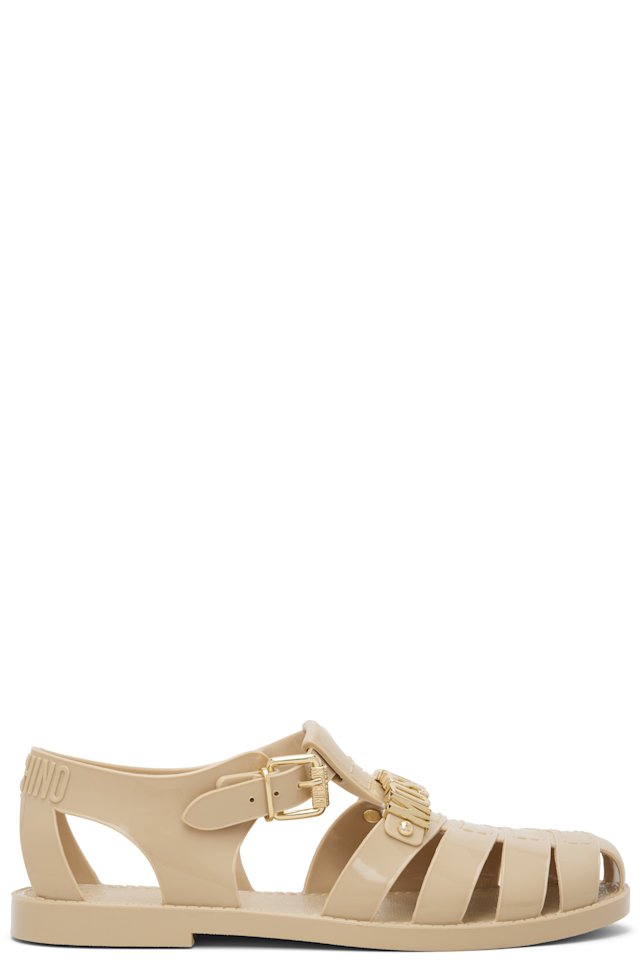 Moschino — Beige Jelly Logo Lettering Sandals