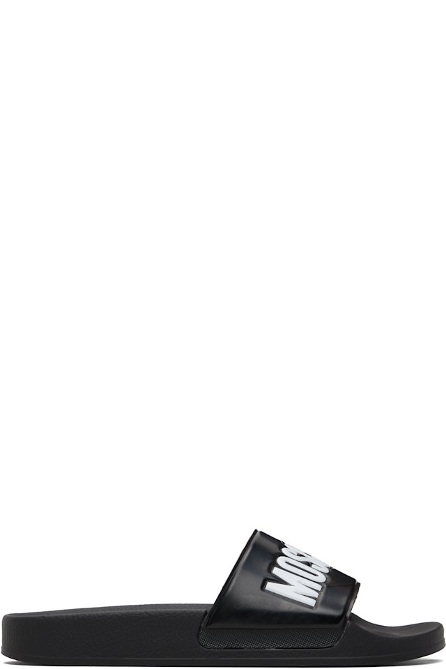 Moschino — Black Rubber Logo Pool Slides