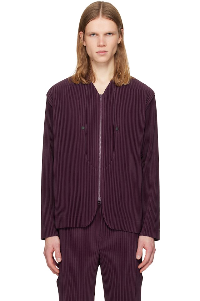 HOMME PLISSÉ ISSEY MIYAKE — Burgundy Quarry Jacket
