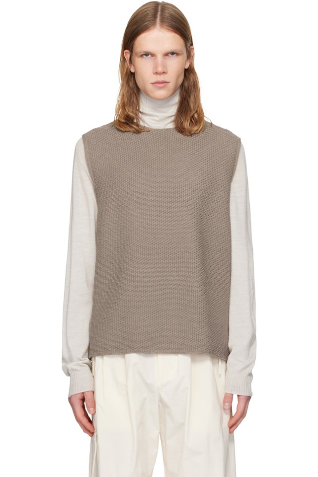HOMME PLISSÉ ISSEY MIYAKE — Taupe Rustic Knit Vest