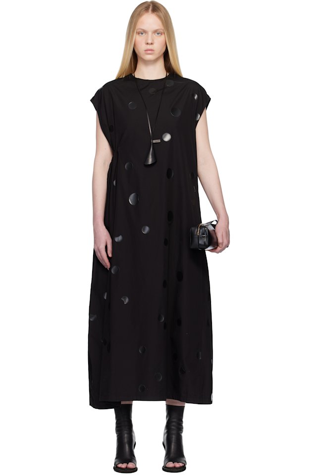 Y's — Black Right Side Gathered Maxi Dress