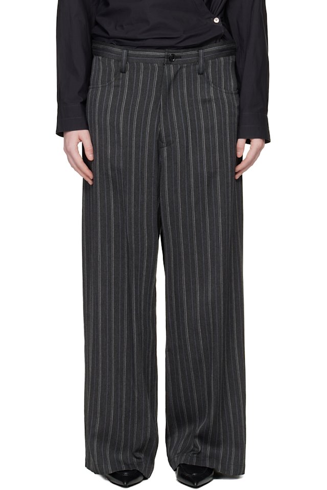 Y's — Gray Long Straight Trousers