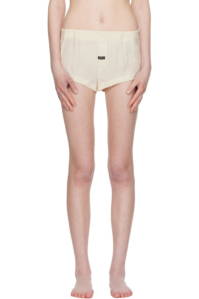 OPEN YY — Beige Crinkled Tab Boxer Briefs