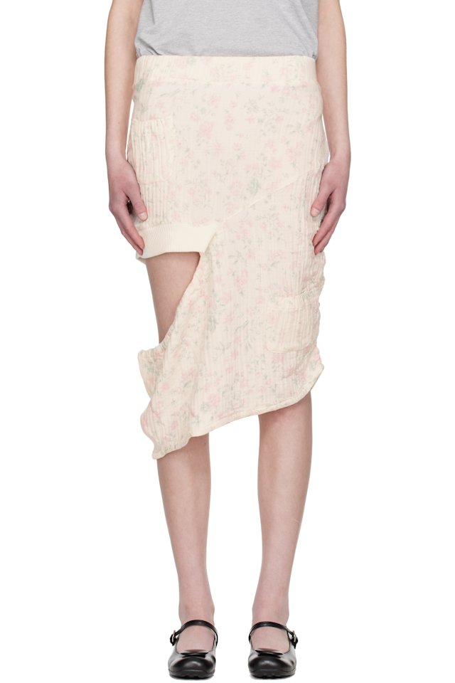 OPEN YY — Off-White Floral Blankie Midi Skirt