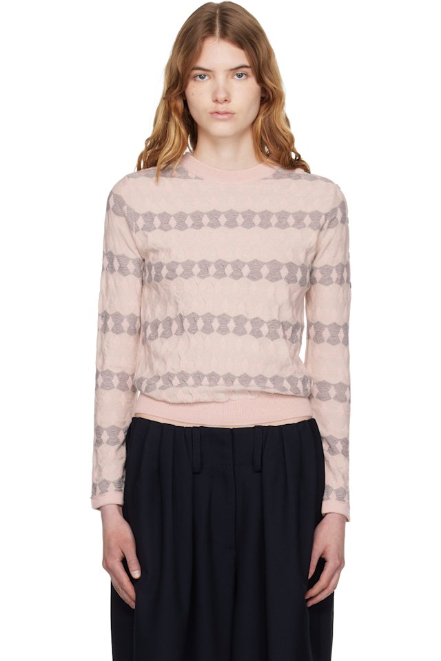 OPEN YY — Pink Jacquard Pullover Sweater