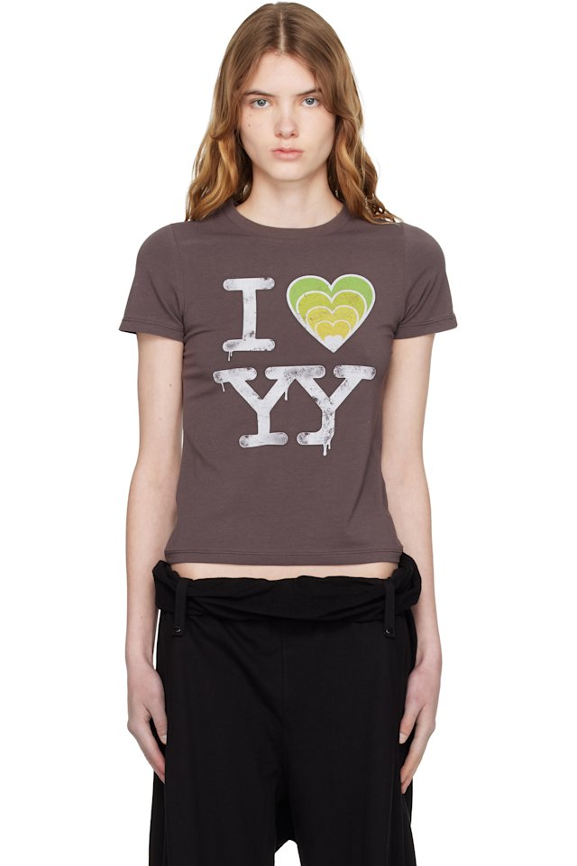 OPEN YY — SSENSE Exclusive Brown 'I LOVE YY' Baby T-shirt