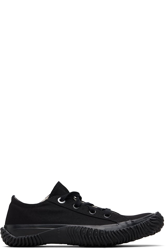 Y's — Black Cotton Canvas Low-Top Sneakers