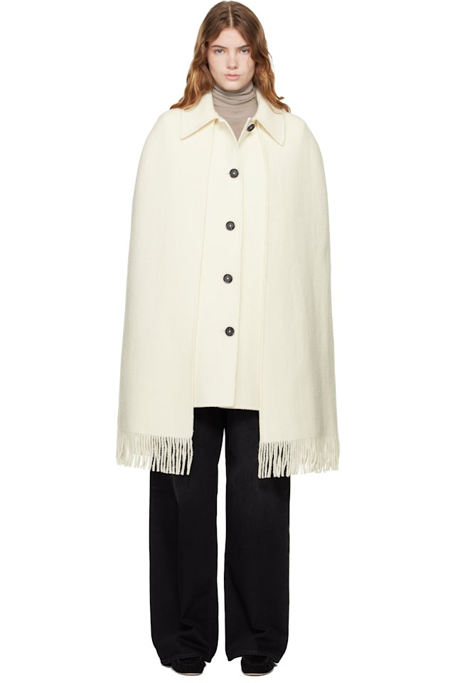 TOTEME — Off-White Fringe Cape Coat