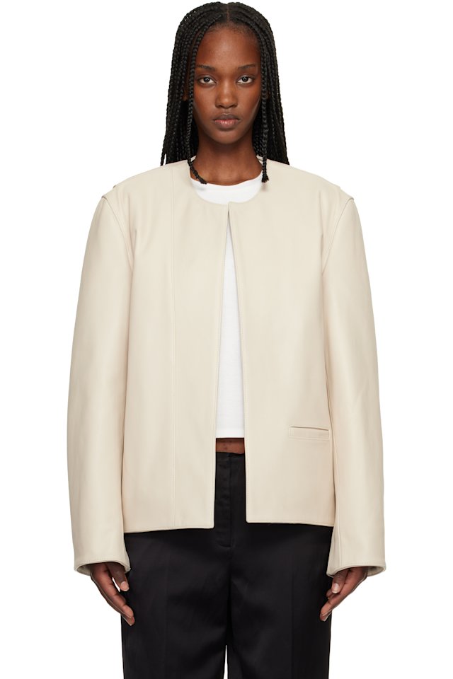 TOTEME — Off-White Minimal Leather Biker Jacket