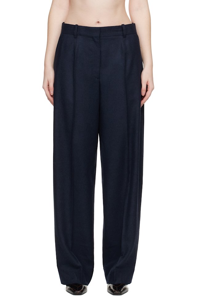 TOTEME — Navy Wide Flannel Trousers