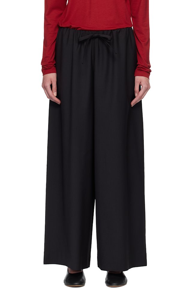 TOTEME — Black Drawstring Dinner Trousers