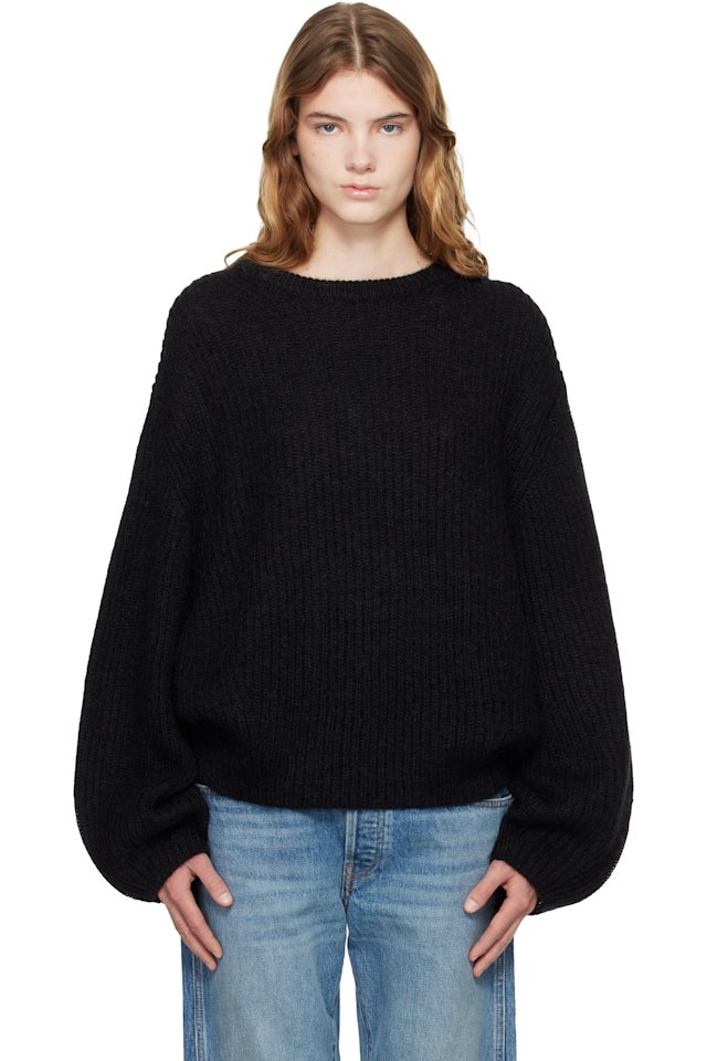 TOTEME — Black Mohair Blend Rib Knit Sweater