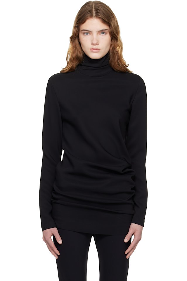TOTEME — Black High-Neck Twist Blouse