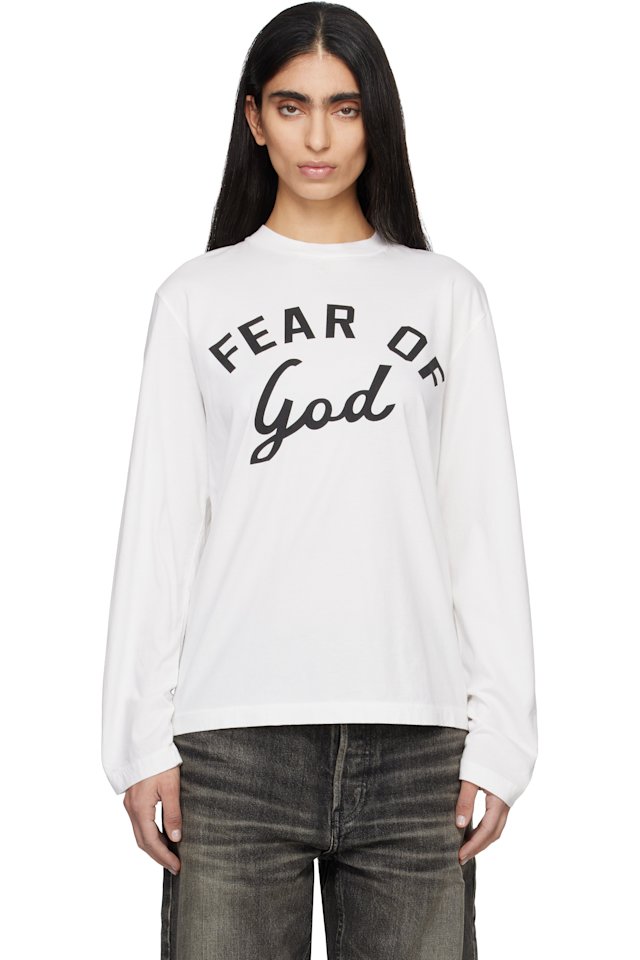 Fear of God — White Varsity Long Sleeve T-shirt