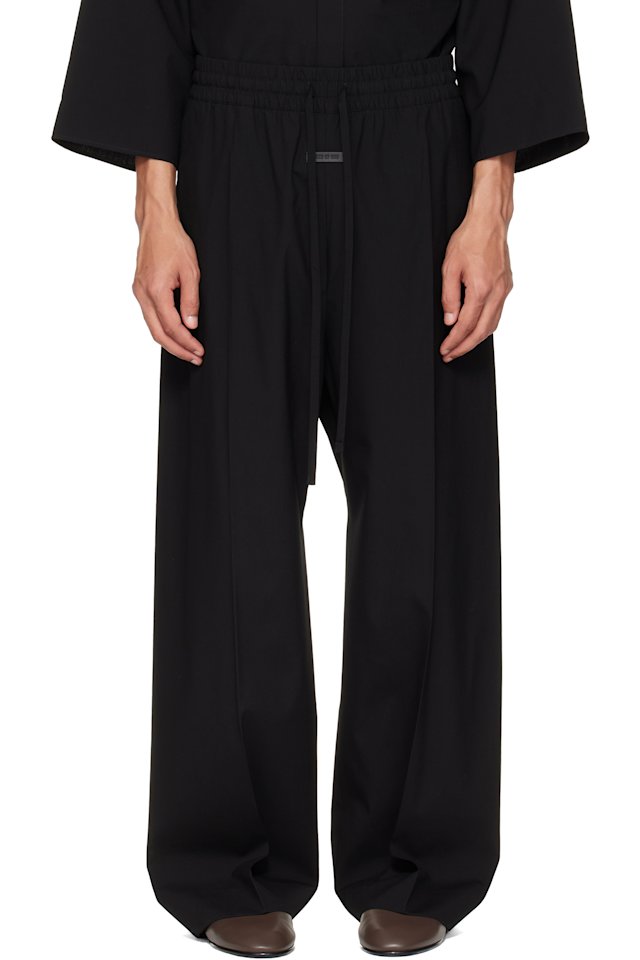 Fear of God — Black Cotton Wool Oxford Wide Leg Drawstring Trousers