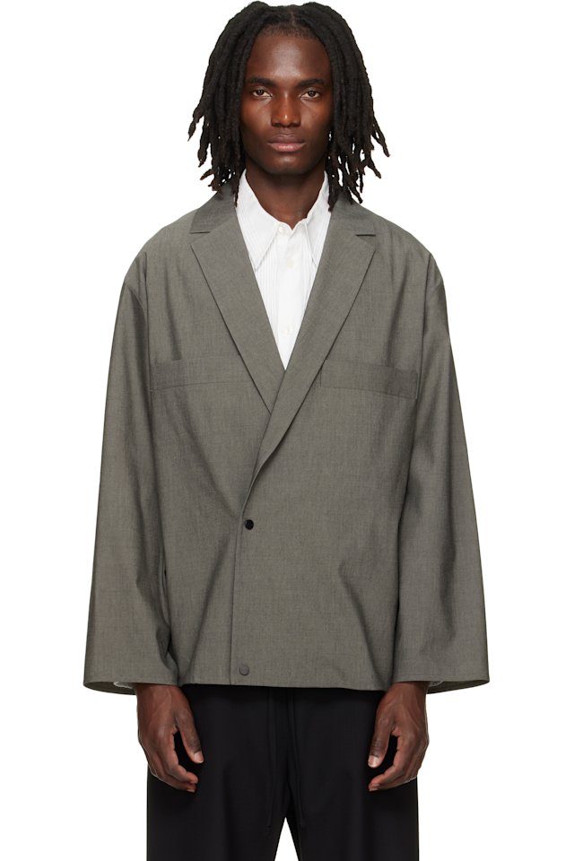 Fear of God — Gray Cotton Wool Oxford Shirt Blazer
