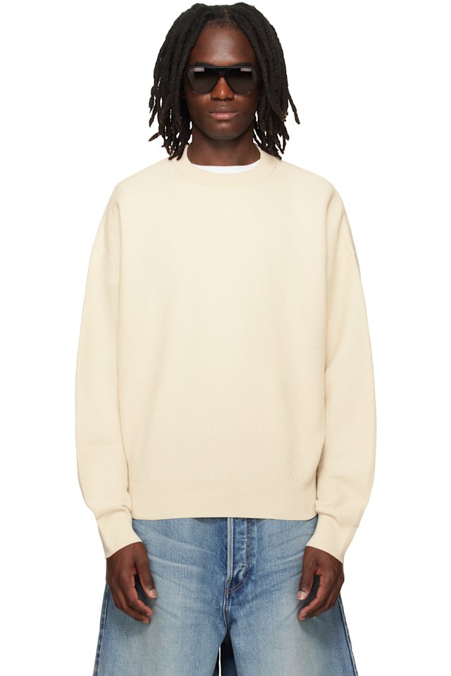 Fear of God — Off-White Wool Cotton Sport Mesh Knit Sweater