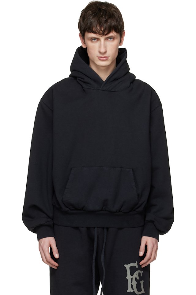 Fear of God — Black Sunfaded Classic Half Raglan Pocket Hoodie