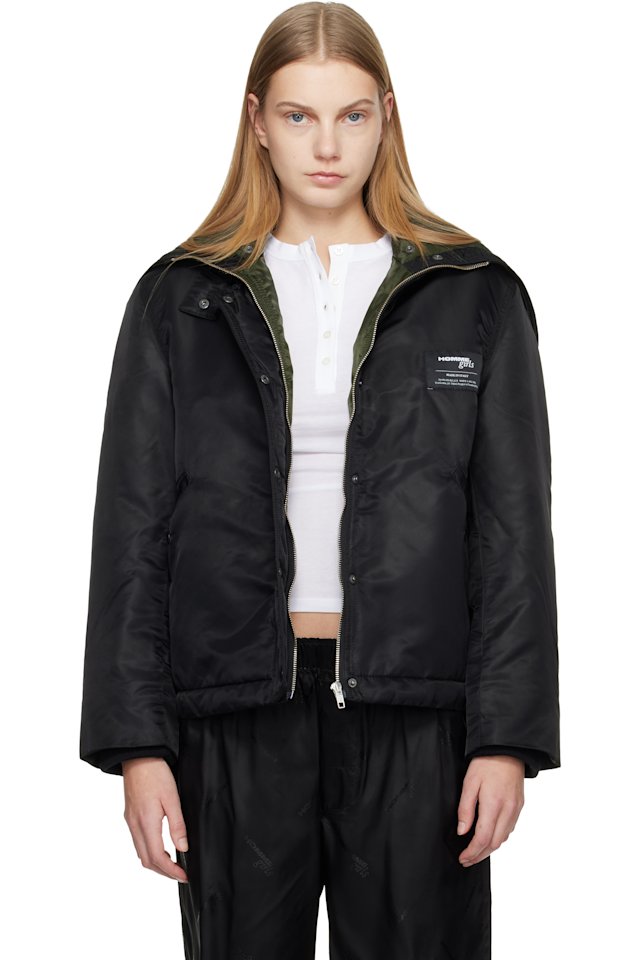 HommeGirls — Black Nylon Bomber Jacket