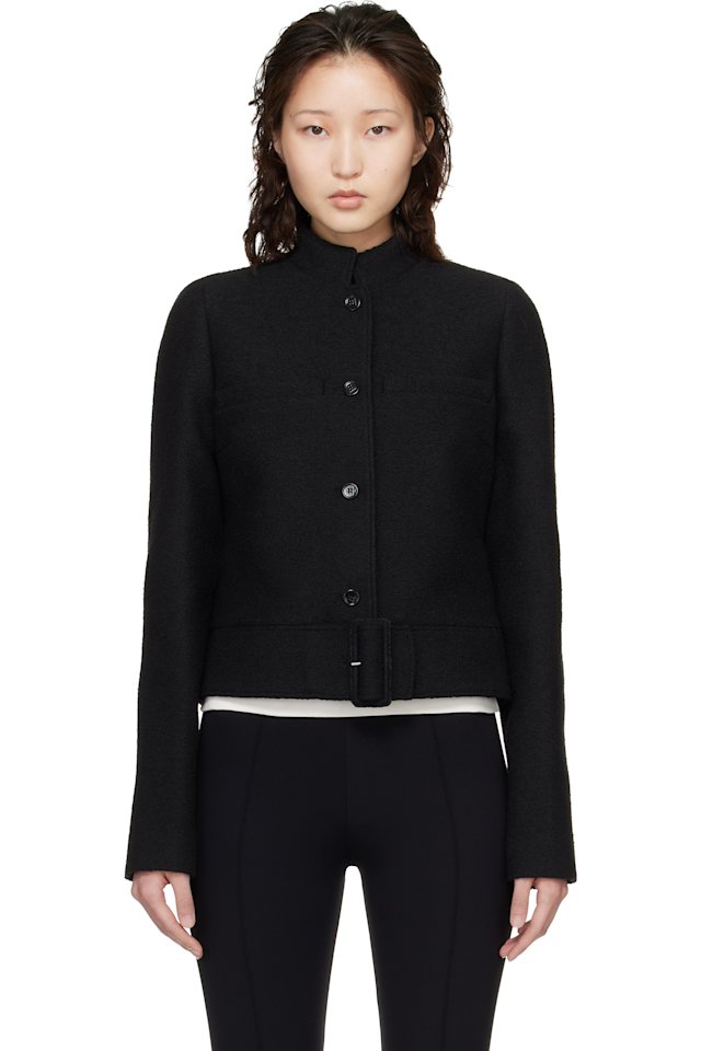 Courrèges — Black Buckle Heritage Tweed Jacket