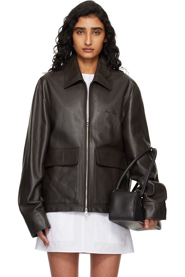 Courrèges — Brown 2-Pocket Leather Jacket