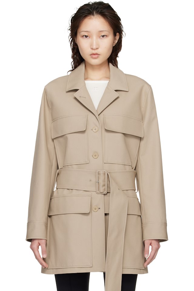 Courrèges — Beige Utility Belted Coat