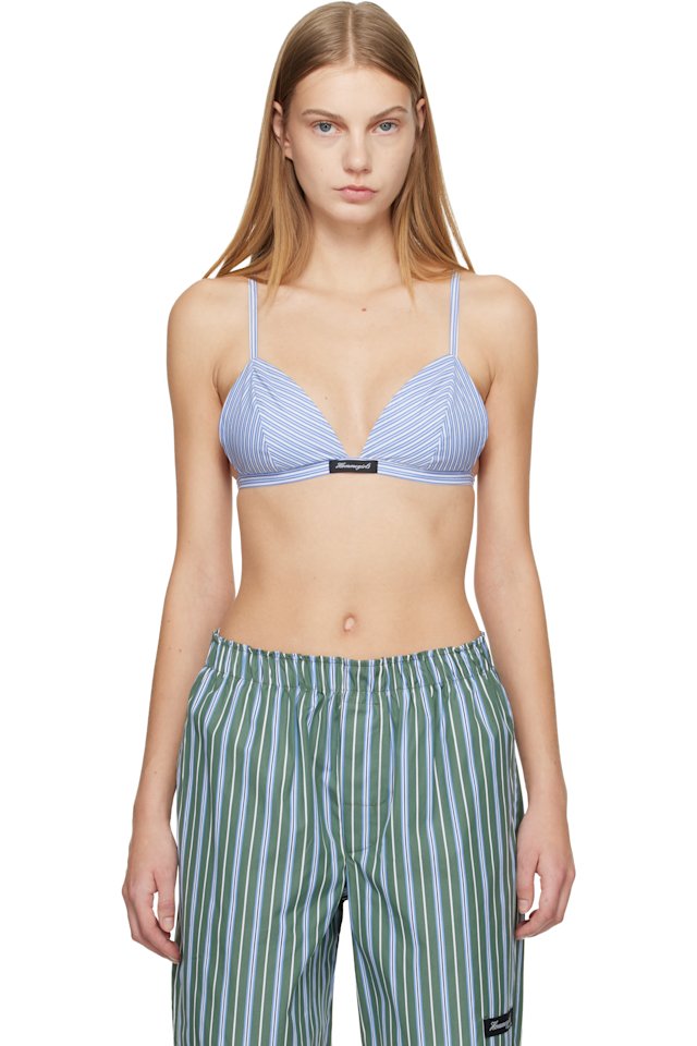 HommeGirls — Blue Shirting Bralette