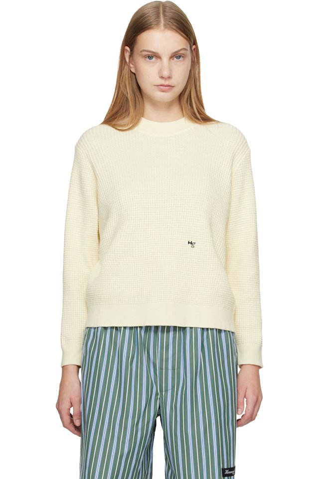 HommeGirls — Off-White Waffle Knit Sweater