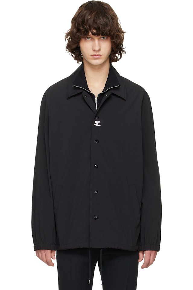 Courrèges — Black Printed Coach Jacket