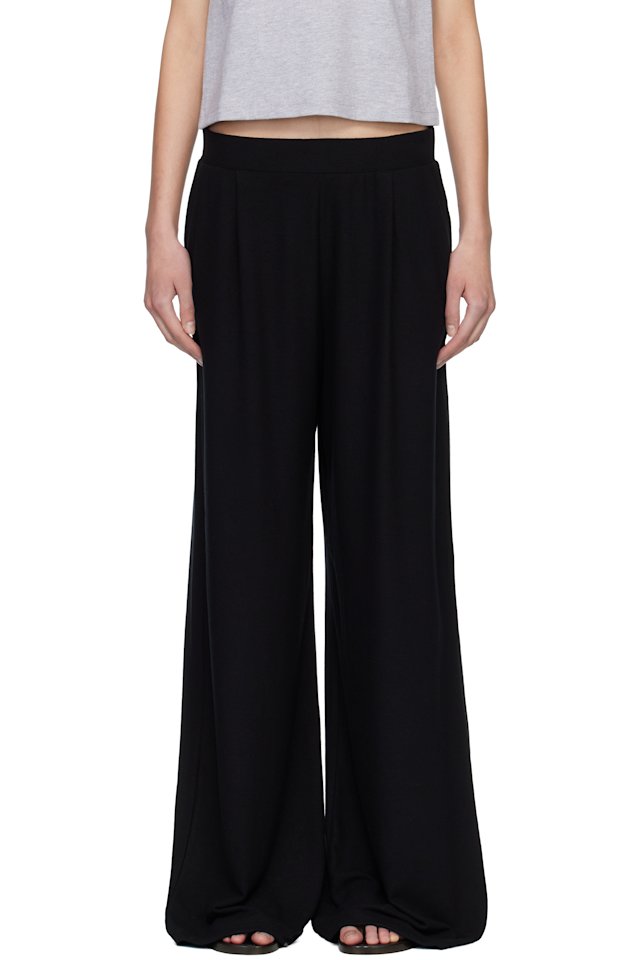 LESET — Black Lauren Pleated Pocket Trousers